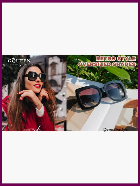 Oversized Square Frame Sunglasses Retro Vintage Trendy Shades
